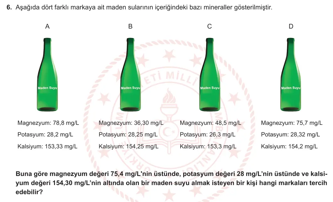 5. Sınıf Matematik 2024-2025 2. Dönem 1. Yazılı 6. Soru görseli