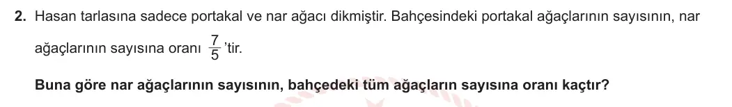 6. Sınıf Matematik 2024-2025 2. Dönem 1. Yazılı 2. Soru görseli