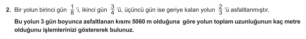 8. Sınıf Matematik 2024-2025 2. Dönem 1. Yazılı 2. Soru görseli