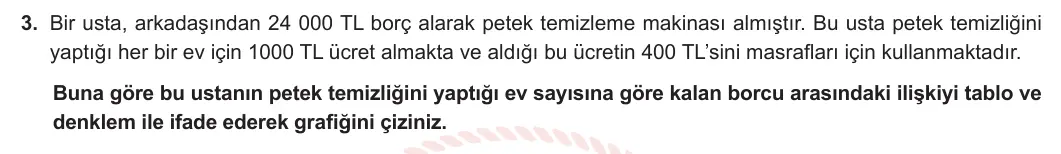 8. Sınıf Matematik 2024-2025 2. Dönem 1. Yazılı 3. Soru görseli