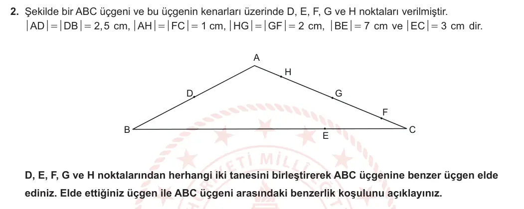 9. Sınıf Matematik 2024-2025 2. Dönem 1. Yazılı 2. Soru görseli (1/2)