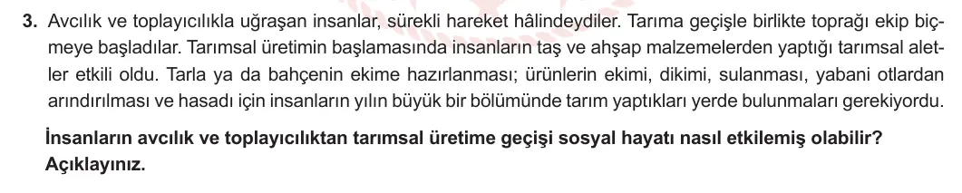 7. Sınıf Sosyal Bilgiler 2024-2025 2. Dönem 1. Yazılı 3. Soru görseli