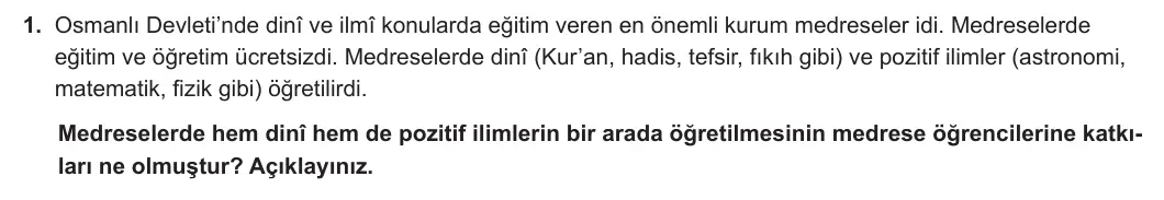 10. Sınıf Tarih 2024-2025 2. Dönem 1. Yazılı 1. Soru görseli