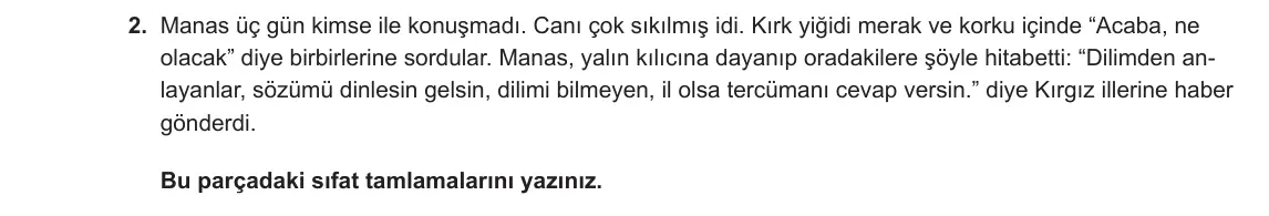 10. Sınıf Türk Dili ve Edebiyatı 2024-2025 2. Dönem 1. Yazılı 2. Soru görseli