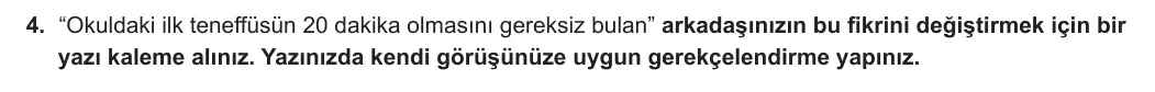 5. Sınıf Türkçe 2024-2025 2. Dönem 1. Yazılı 4. Soru görseli