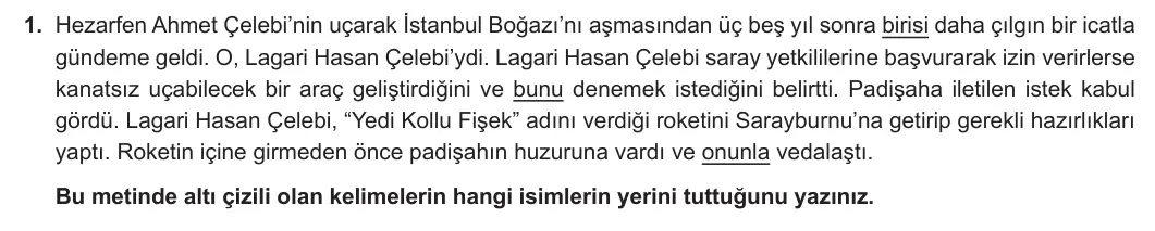 6. Sınıf Türkçe 2024-2025 2. Dönem 1. Yazılı 1. Soru (MEB Yayınları) görseli