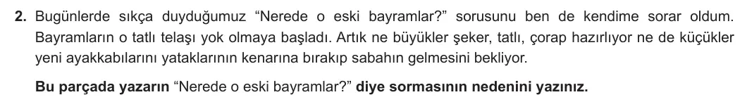 6. Sınıf Türkçe 2024-2025 2. Dönem 1. Yazılı 2. Soru (MEB Yayınları) görseli