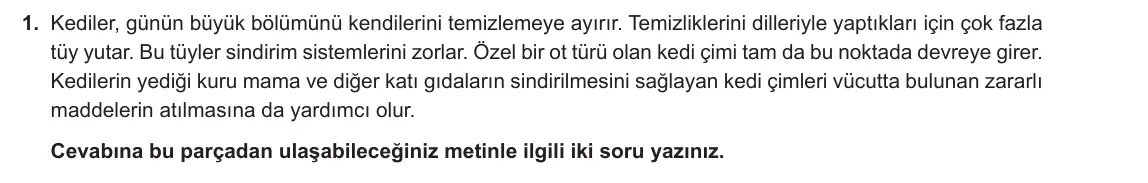 6. Sınıf Türkçe 2024-2025 2. Dönem 1. Yazılı 1. Soru (Yıldırım Yayınları) görseli