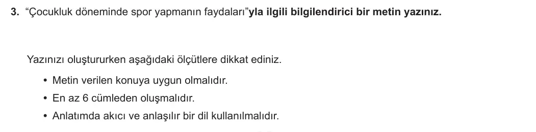 8. Sınıf Türkçe 2024-2025 2. Dönem 1. Yazılı 3. Soru görseli