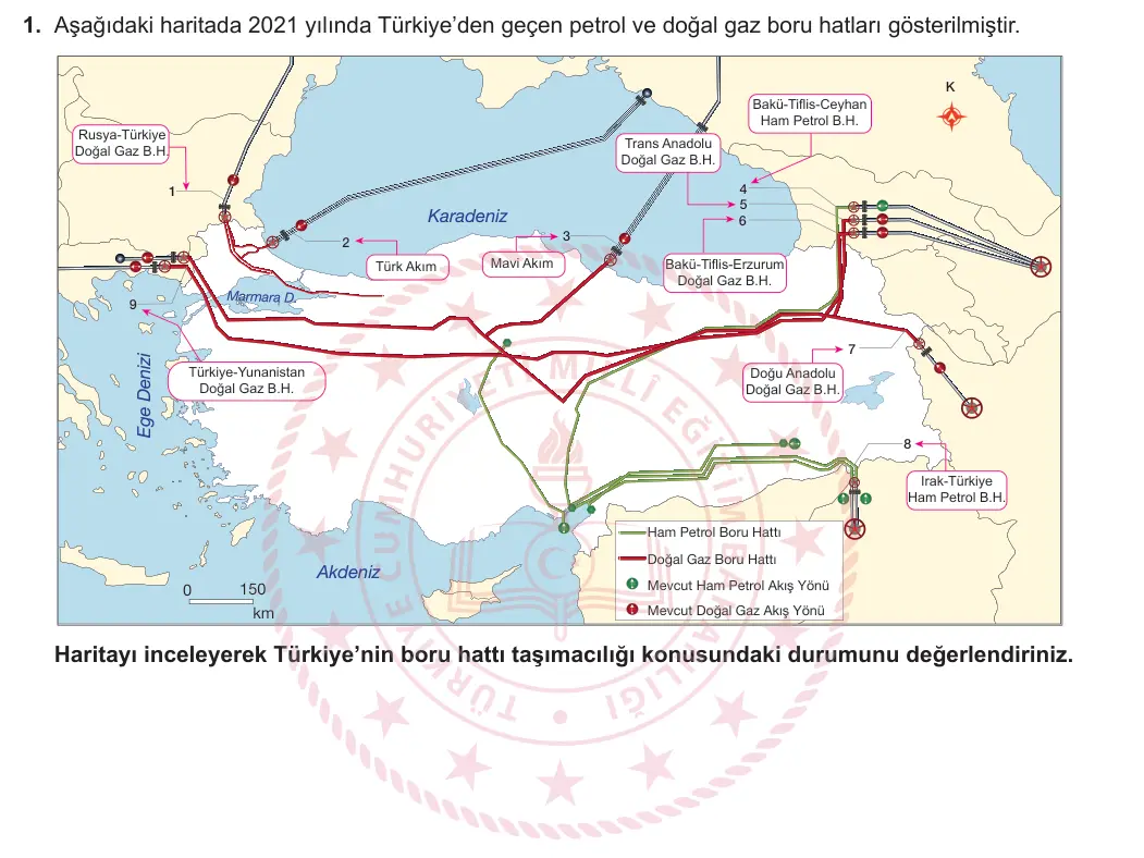 12. Sınıf Coğrafya 2024-2025 2. Dönem 2. Yazılı 1. Soru görseli