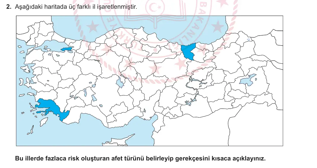 9. Sınıf Coğrafya 2024-2025 2. Dönem 2. Yazılı 2. Soru görseli