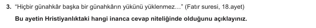 11. Sınıf Din Kültürü ve Ahlak Bilgisi 2024-2025 2. Dönem 2. Yazılı 3. Soru görseli