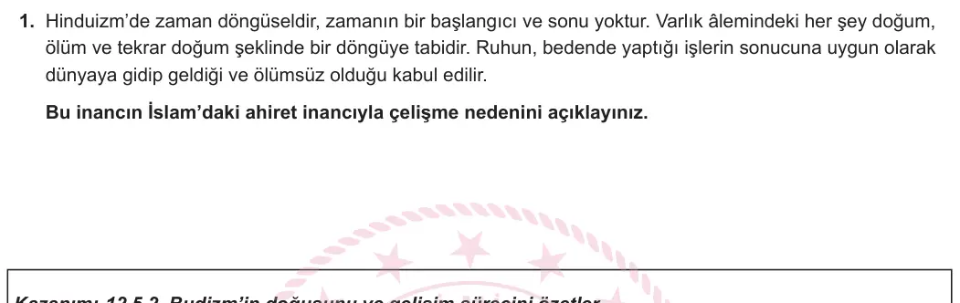12. Sınıf Din Kültürü ve Ahlak Bilgisi 2024-2025 2. Dönem 2. Yazılı 1. Soru görseli