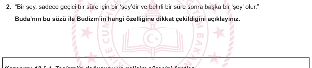 12. Sınıf Din Kültürü ve Ahlak Bilgisi 2024-2025 2. Dönem 2. Yazılı 2. Soru görseli