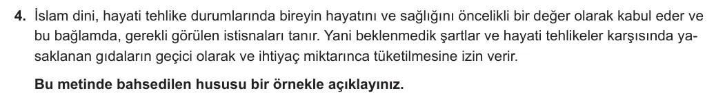 12. Sınıf Din Kültürü ve Ahlak Bilgisi 2024-2025 2. Dönem 2. Yazılı 4. Soru görseli