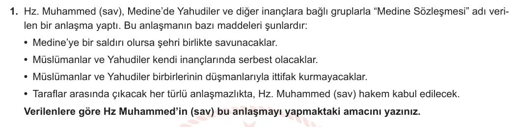 6. Sınıf Din Kültürü ve Ahlak Bilgisi 2024-2025 2. Dönem 2. Yazılı 1. Soru görseli