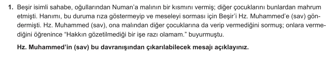 8. Sınıf Din Kültürü ve Ahlak Bilgisi 2024-2025 2. Dönem 2. Yazılı 1. Soru görseli