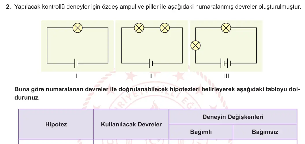 5. Sınıf Fen Bilimleri 2024-2025 2. Dönem 2. Yazılı 2. Soru görseli