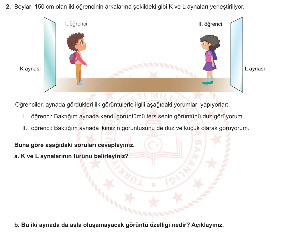 7. Sınıf Fen Bilimleri 2024-2025 2. Dönem 2. Yazılı 2. Soru görseli (1/2)