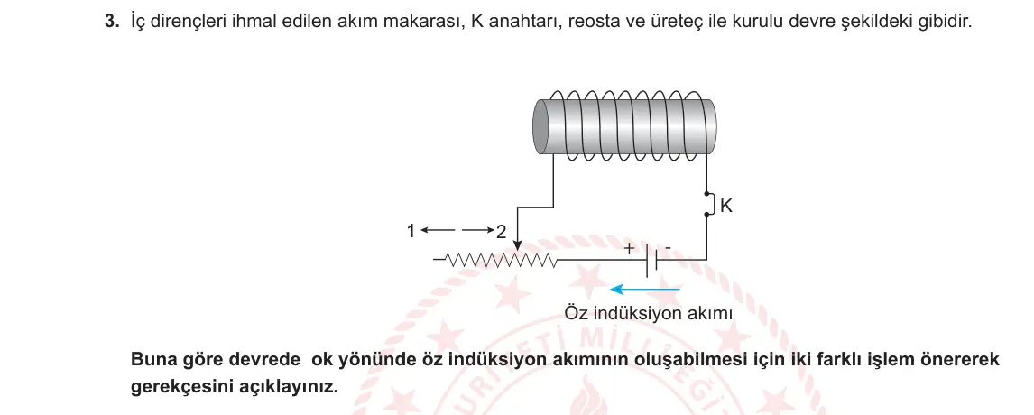 11. Sınıf Fizik 2024-2025 2. Dönem 2. Yazılı 3. Soru görseli
