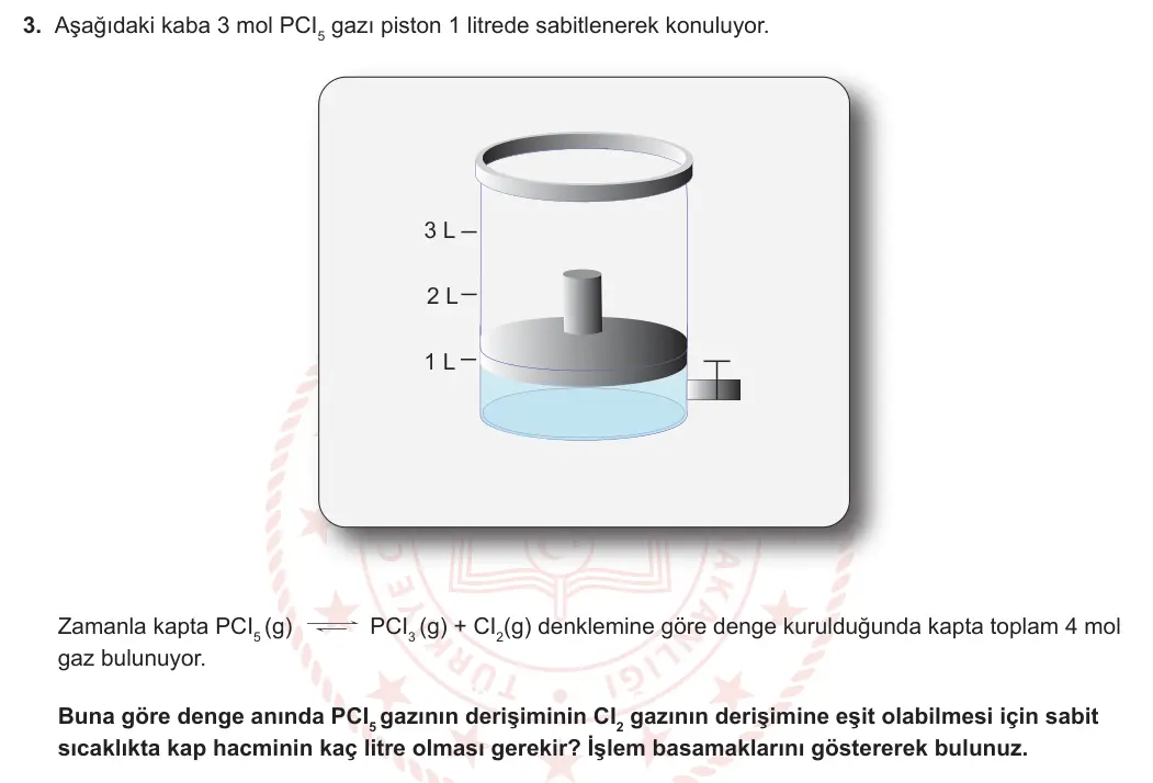 11. Sınıf Kimya 2024-2025 2. Dönem 2. Yazılı 3. Soru görseli