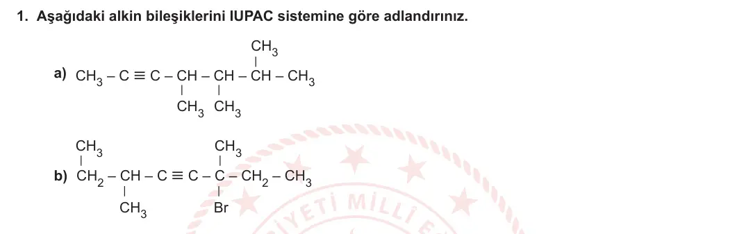 12. Sınıf Kimya 2024-2025 2. Dönem 2. Yazılı 1. Soru görseli