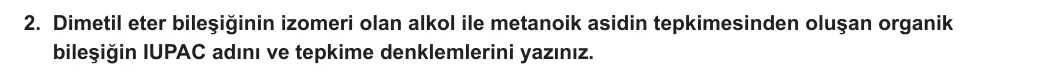 12. Sınıf Kimya 2024-2025 2. Dönem 2. Yazılı 2. Soru görseli