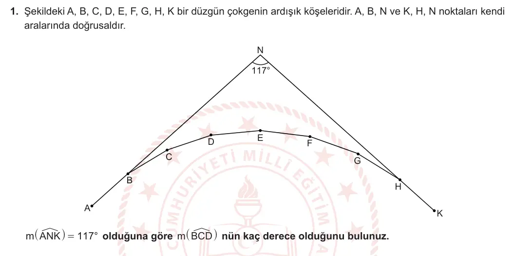10. Sınıf Matematik 2024-2025 2. Dönem 2. Yazılı 1. Soru görseli