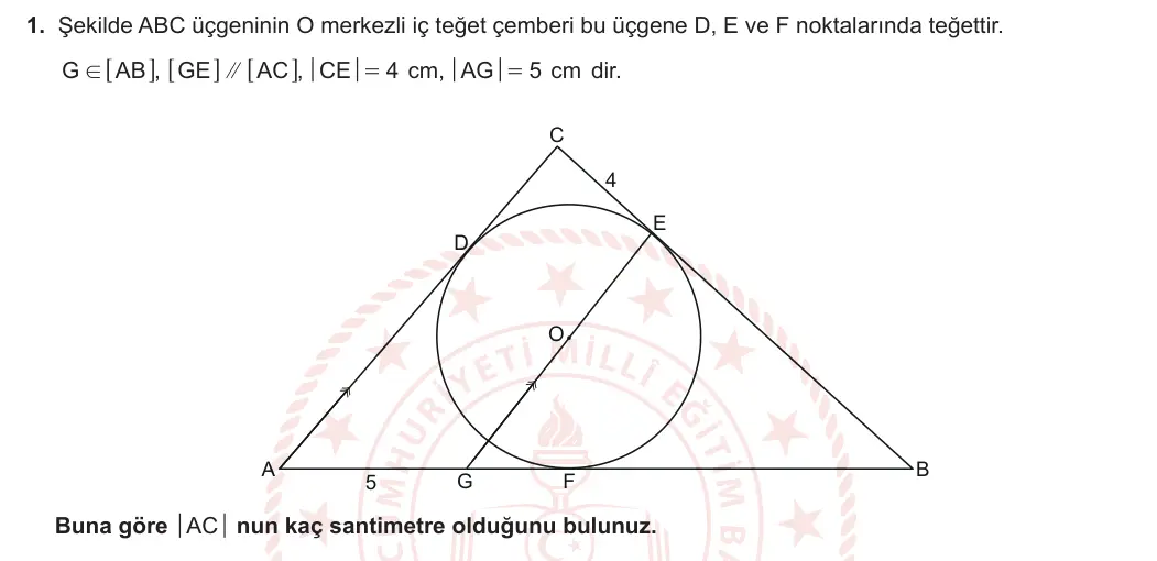 11. Sınıf Matematik 2024-2025 2. Dönem 2. Yazılı 1. Soru görseli