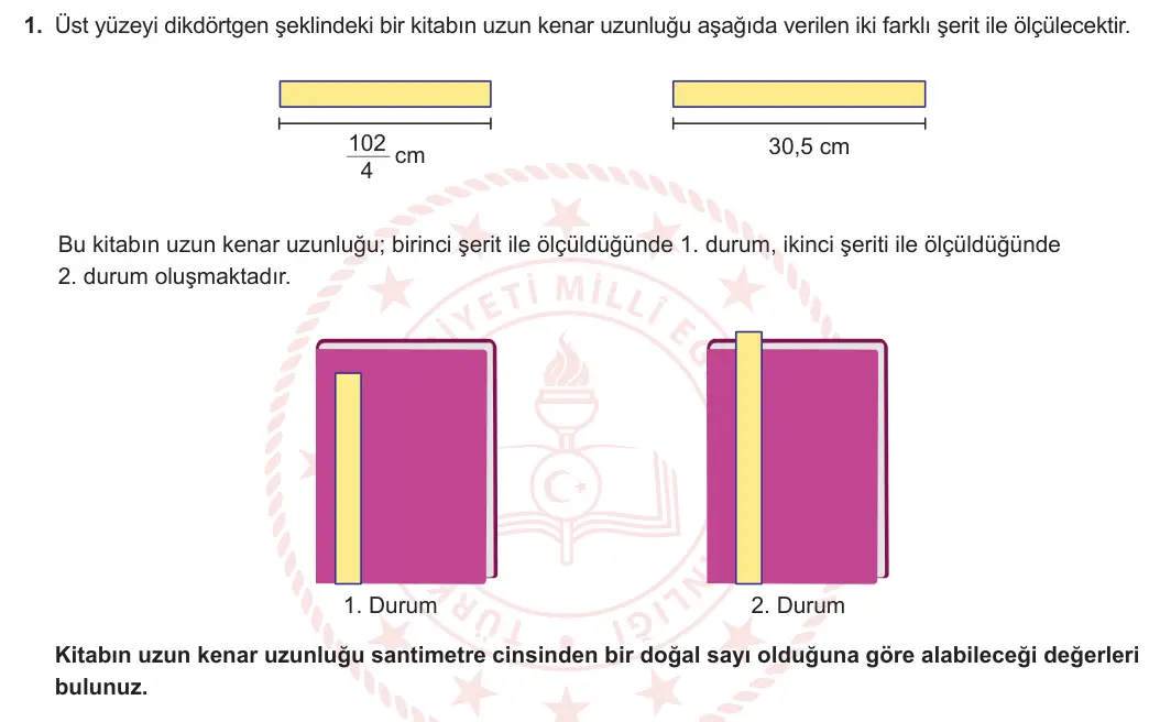 5. Sınıf Matematik 2024-2025 2. Dönem 2. Yazılı 1. Soru görseli