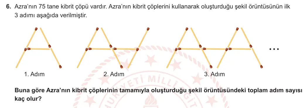 5. Sınıf Matematik 2024-2025 2. Dönem 2. Yazılı 6. Soru görseli