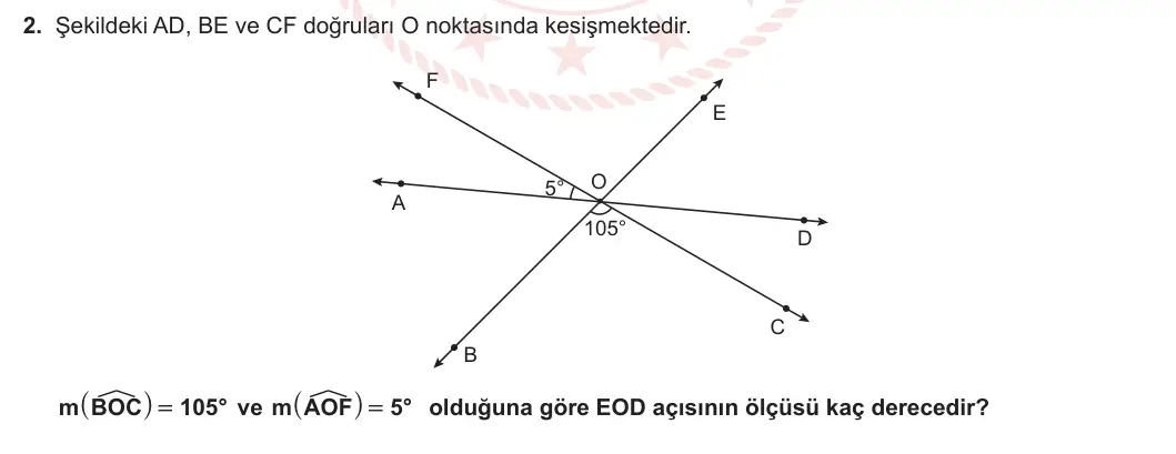 6. Sınıf Matematik 2024-2025 2. Dönem 2. Yazılı 2. Soru görseli