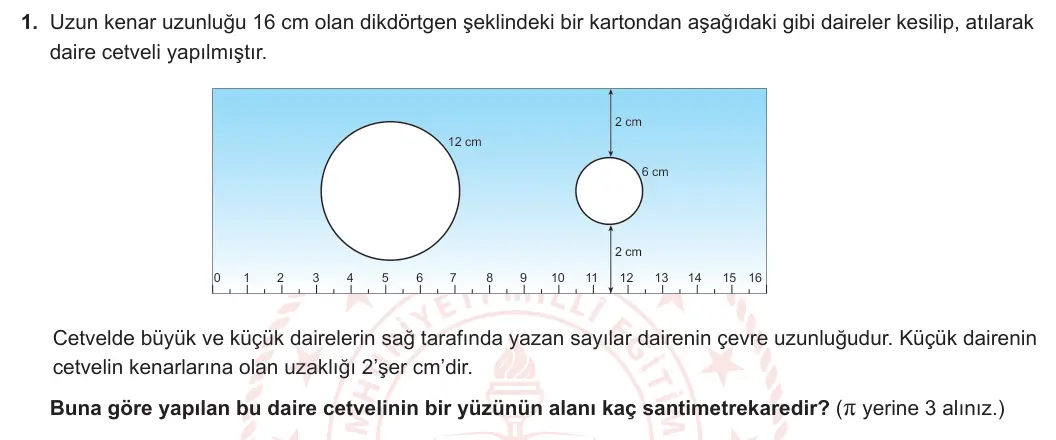 7. Sınıf Matematik 2024-2025 2. Dönem 2. Yazılı 1. Soru görseli