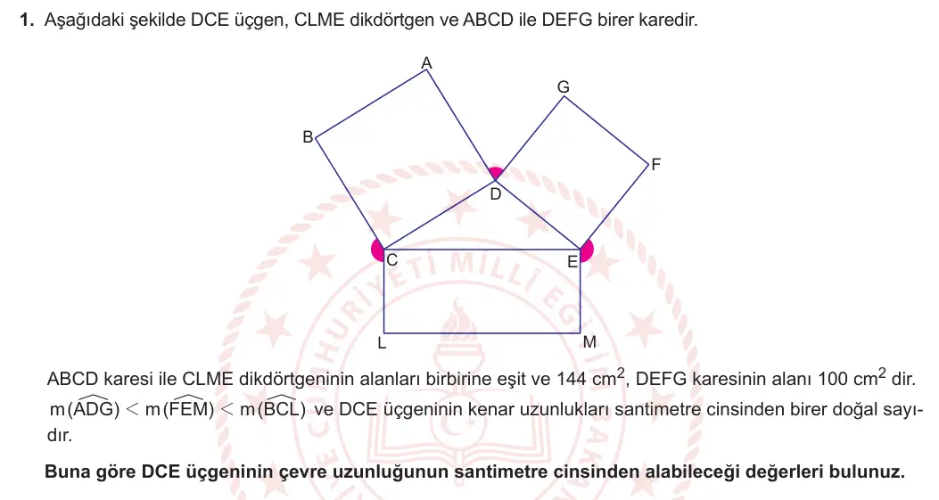 8. Sınıf Matematik 2024-2025 2. Dönem 2. Yazılı 1. Soru görseli