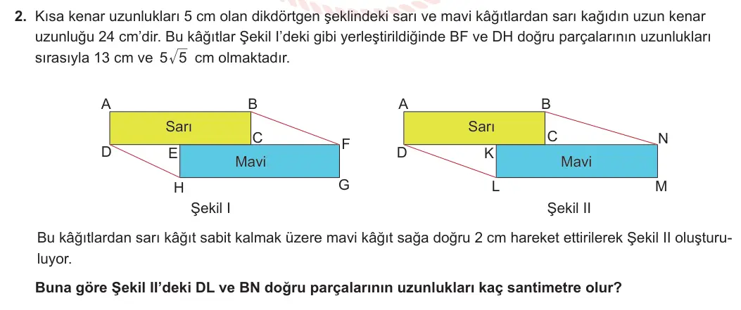 8. Sınıf Matematik 2024-2025 2. Dönem 2. Yazılı 2. Soru görseli