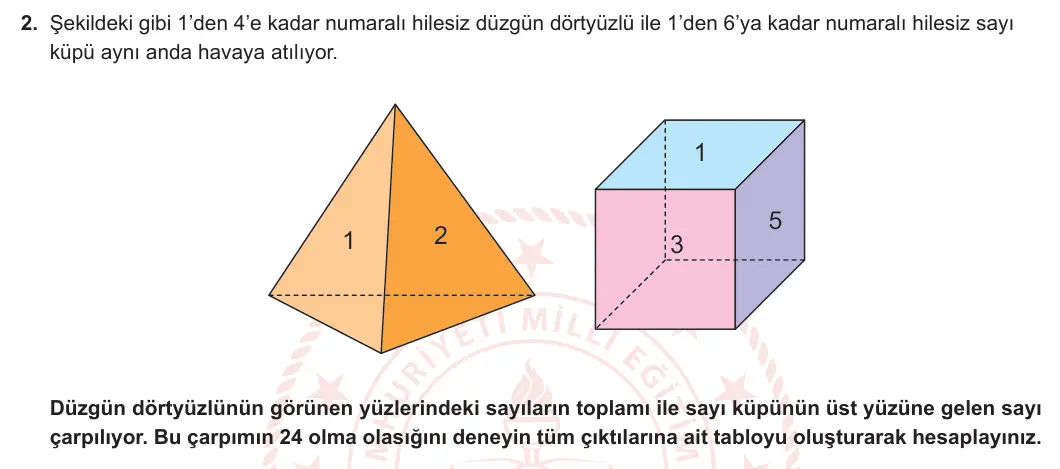 9. Sınıf Matematik 2024-2025 2. Dönem 2. Yazılı 2. Soru görseli