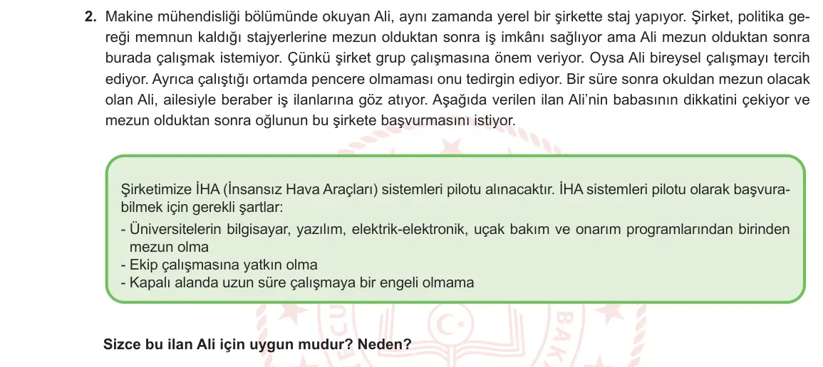 7. Sınıf Sosyal Bilgiler 2024-2025 2. Dönem 2. Yazılı 2. Soru görseli