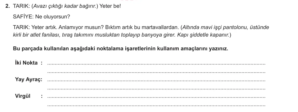 12. Sınıf Türk Dili ve Edebiyatı 2024-2025 2. Dönem 2. Yazılı 2. Soru görseli