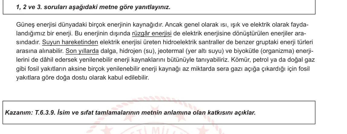 6. Sınıf Türkçe 2024-2025 2. Dönem 2. Yazılı 2. Soru (Yıldırım Yayınları) görseli (1/2)