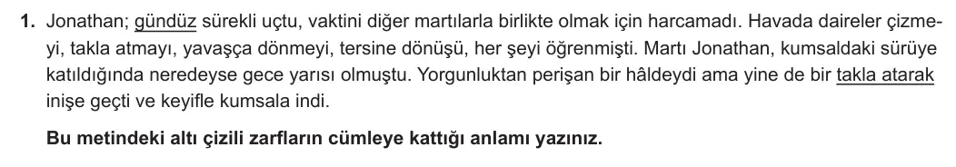 7. Sınıf Türkçe 2024-2025 2. Dönem 2. Yazılı 1. Soru (MEB Yayınları) görseli