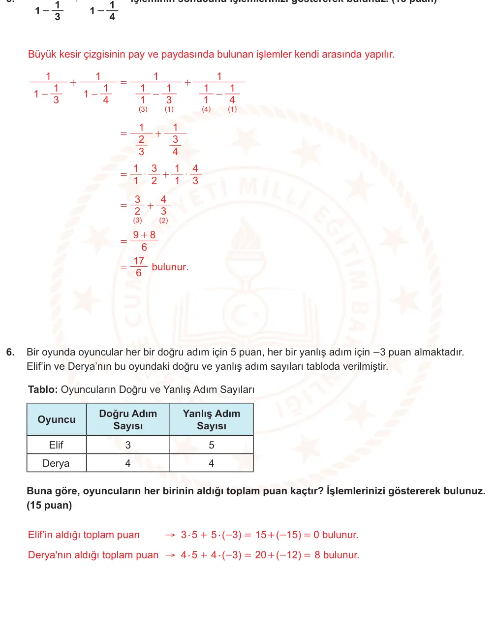 7. Sınıf Matematik 2024-2025 1. Dönem 2. Yazılı Ortak Sınav 2. Soru (Öğle Oturumu, Mazeret Sınavı) resmi çözüm görseli (2/3)