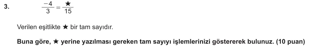 7. Sınıf Matematik 2024-2025 1. Dönem 2. Yazılı Ortak Sınav 3. Soru (Öğle Oturumu) görseli