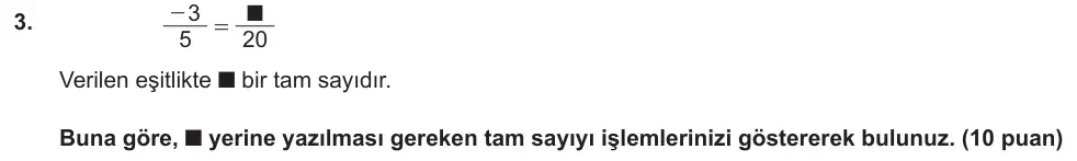 7. Sınıf Matematik 2024-2025 1. Dönem 2. Yazılı Ortak Sınav 3. Soru (Sabah Oturumu) görseli