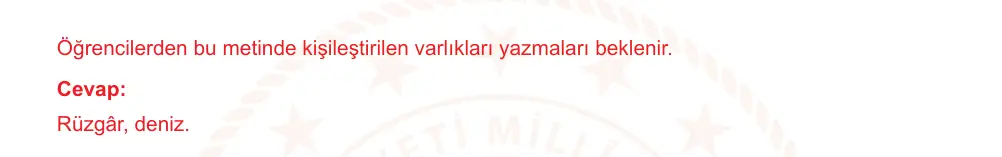 7. Sınıf Türkçe 2024-2025 1. Dönem 2. Yazılı Ortak Sınav 1. Soru (Öğle Oturumu, Mazeret Sınavı, MEB ders kitabı) resmi çözüm görseli