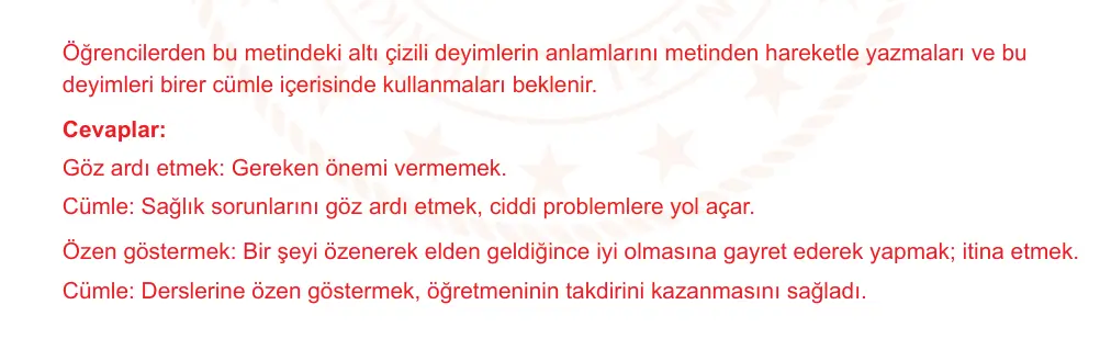 7. Sınıf Türkçe 2024-2025 1. Dönem 2. Yazılı Ortak Sınav 2. Soru (Öğle Oturumu, Mazeret Sınavı, MEB ders kitabı) resmi çözüm görseli