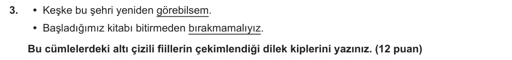 7. Sınıf Türkçe 2024-2025 1. Dönem 2. Yazılı Ortak Sınav 3. Soru (Öğle Oturumu, Mazeret Sınavı, MEB ders kitabı) görseli