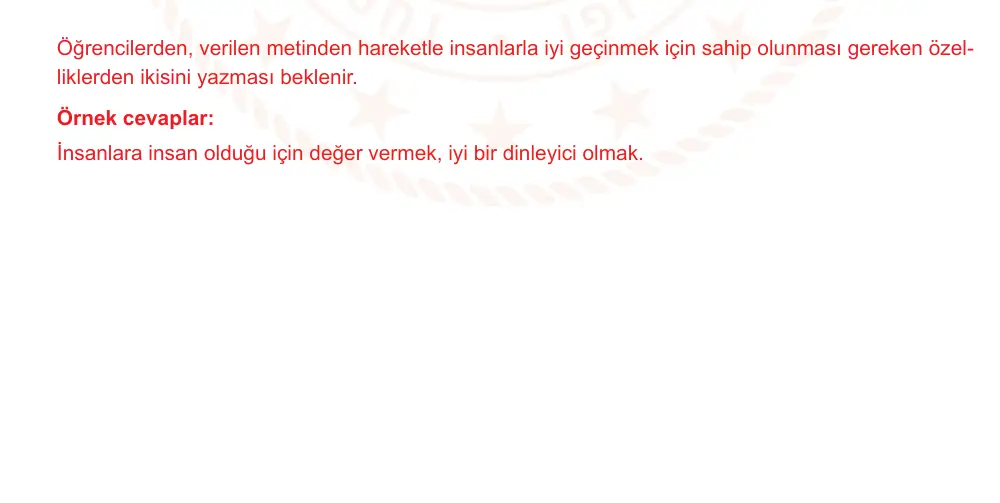 7. Sınıf Türkçe 2024-2025 1. Dönem 2. Yazılı Ortak Sınav 4. Soru (Öğle Oturumu, Mazeret Sınavı, MEB ders kitabı) resmi çözüm görseli