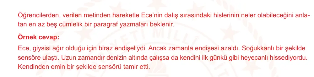 7. Sınıf Türkçe 2024-2025 1. Dönem 2. Yazılı Ortak Sınav 7. Soru (Öğle Oturumu, Mazeret Sınavı, Özgün ders kitabı) resmi çözüm görseli