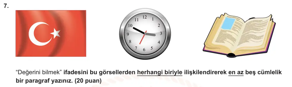 7. Sınıf Türkçe 2024-2025 1. Dönem 2. Yazılı Ortak Sınav 7. Soru (Öğle Oturumu, MEB ders kitabı) görseli