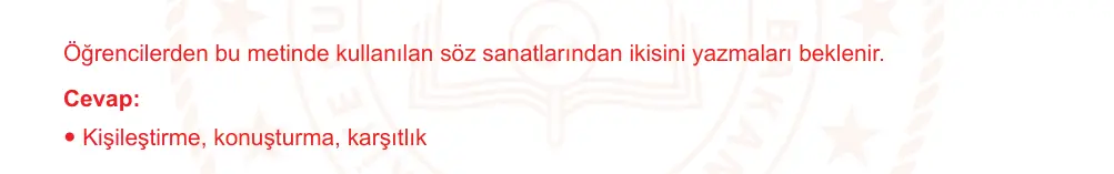 7. Sınıf Türkçe 2024-2025 1. Dönem 2. Yazılı Ortak Sınav 1. Soru (Öğle Oturumu, Özgün ders kitabı) resmi çözüm görseli